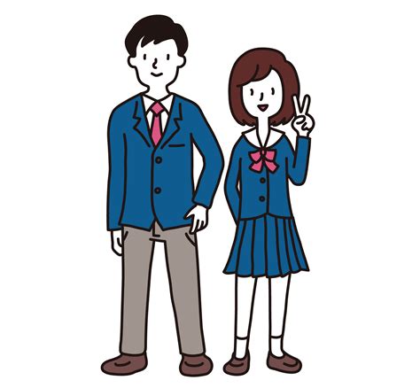 制服の高校生（ブレザー） – 無料で使える、フリーイラストWEBサイト「かくすた」