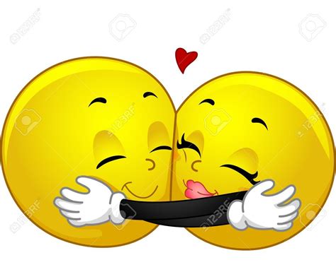 Mascot Illustration Eines Paares Von Smileys Hugging Lizenzfreie Fotos ...