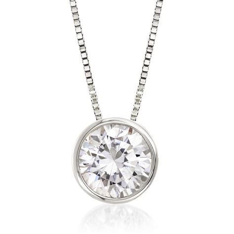 1.00 Carat Bezel-Set Diamond Solitaire Necklace in 14kt White Gold ...