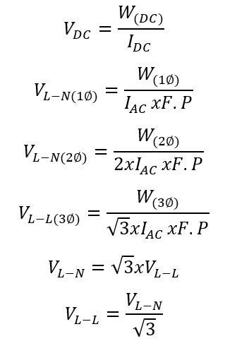 Watts to Volts - Online calculator, some examples, table and formula