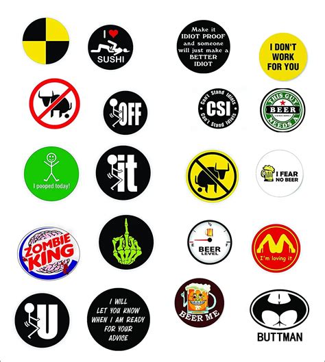 Helmet Sticker Funny Pack Random 24 Funny Decals Funny Decals Hard Hats & Bump Caps Facility ...