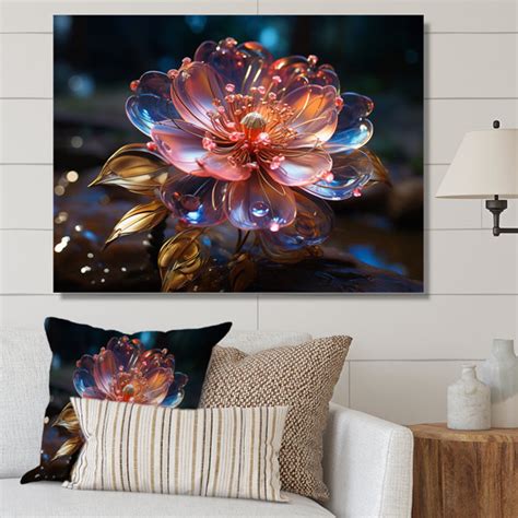 Latitude Run® Pink Crystal Flowers On Canvas Print | Wayfair