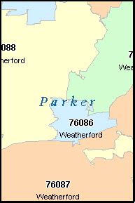 PARKER County, Texas Digital ZIP Code Map