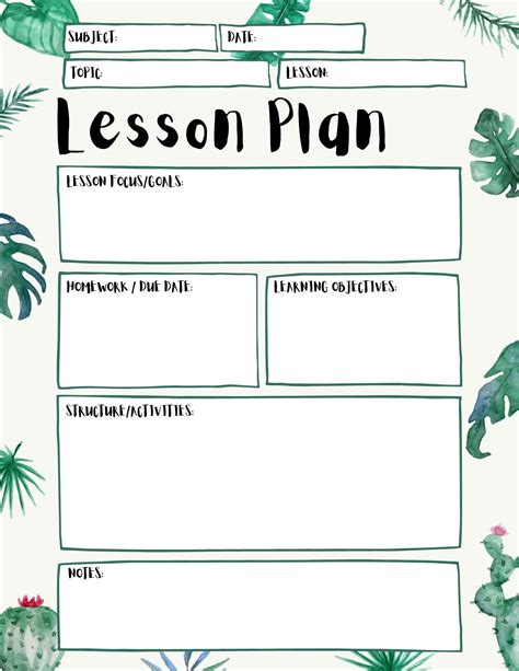 Lesson planner printable - ifinriko