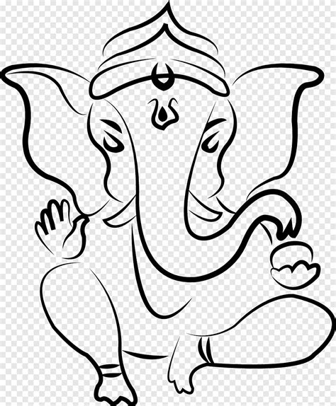 Ganesha Parvati Drawing Deity Sketch, ganesha, white, mammal png | PNGEgg