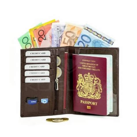 Brown genuine leather travel RFID shielded wallet