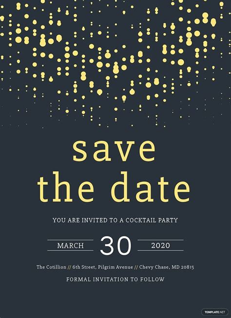 Save the Date Party Invitation Template in Pages, Word, Publisher, PSD, Illustrator, Outlook ...