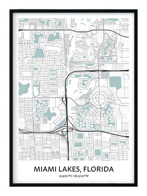 Miami Lakes Map Poster - Your City Map Art - Positive Prints