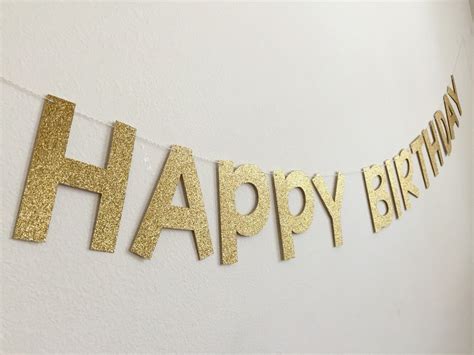 Gold Happy Birthday Banner, Gold Birthday Banner, Happy Birthday Banner ...