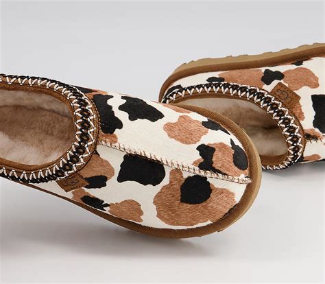 UGG Tasman Cow Print Slippers Chestnut - Women’s Sustainable Materials