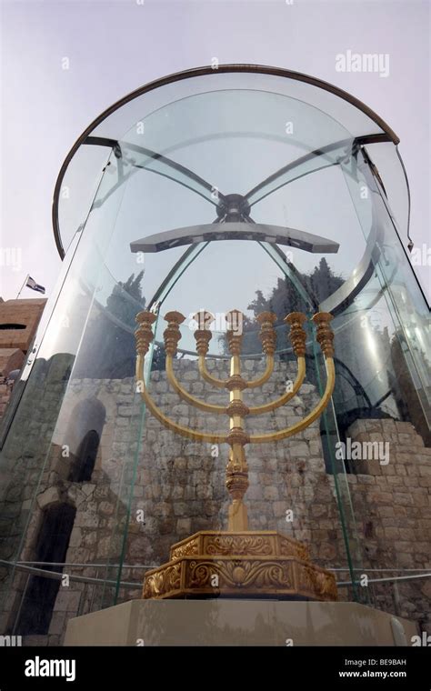 Israel, Jerusalem, Old City, Replica of the Golden temple Menorah Stock ...