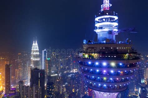 Closeup KL Tower at night editorial stock image. Image of klcc - 164813819