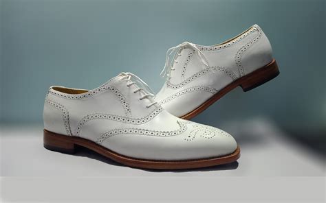 Handmade Wingtip Shoes, Men's Lace Up White Color Shoes ...