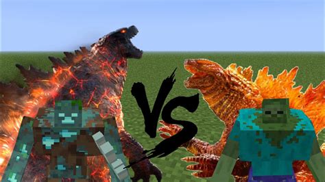 THERMONUCLEAR GODZILLA vs CRIMSON GODZILLA and MUTANT ZOMBIE vs MUTANT DROWNED: MCPE Mob Battles ...