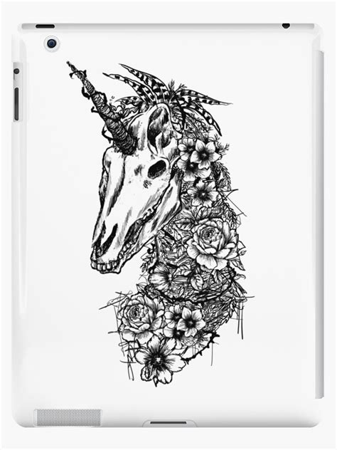 Floral Unicorn Skeleton Shirt for Unicorn Goth Lovers iPad Case & Skin by GraphicRhythm ...