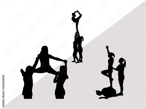 Cheer Stunt SVG Cut Files | Cheer Leading Silhouette | Cheer Team ...