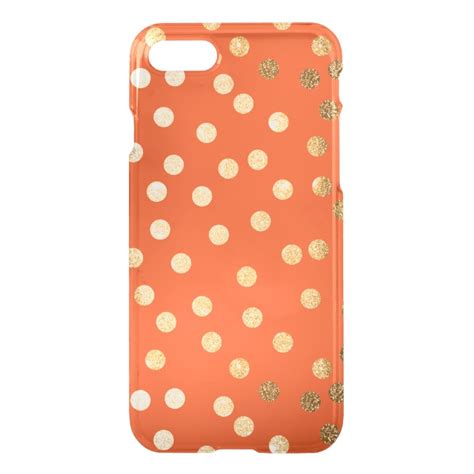 Save 20% Off | Orange Gold Glitter Dots Clear Phone Case - Case Plus