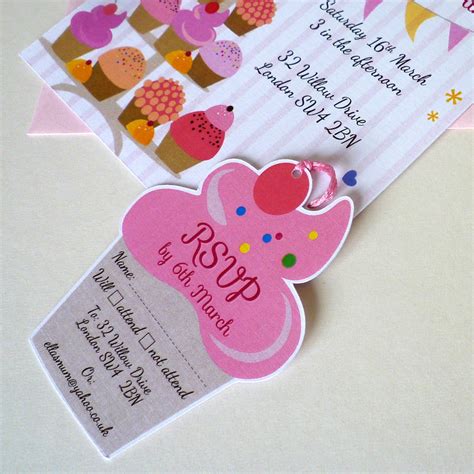 Cupcake Birthday Party Invitation With RSVP Tag By Ink Pudding | notonthehighstreet.com