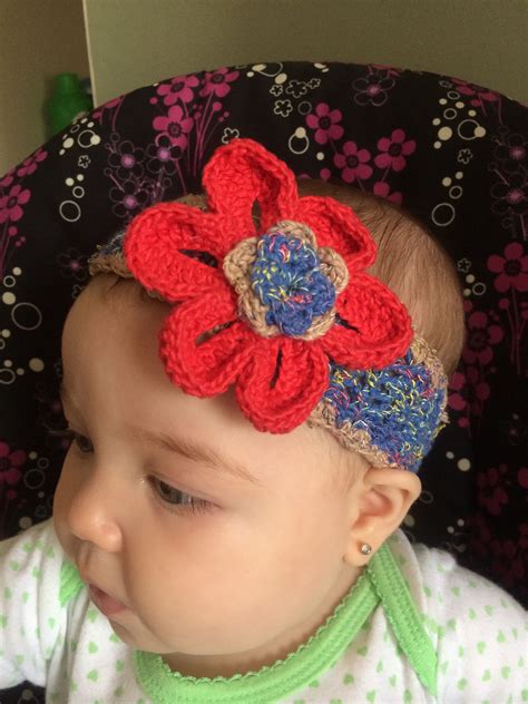 Crochet baby headband with flower (photo only) | Baby headbands crochet, Baby headbands, Crochet