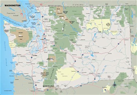 Large detailed map of Washington state with national parks and highways | Vidiani.com | Maps of ...