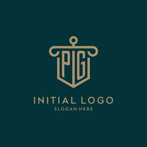 PG monogram initial logo design with shield and pillar shape style 23606746 Vector Art at Vecteezy