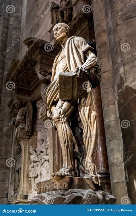 Statue of St. Bartholomew Flayed in the Duomo Di Milano, Milan Cathedral, Sculpture Stock Photo ...