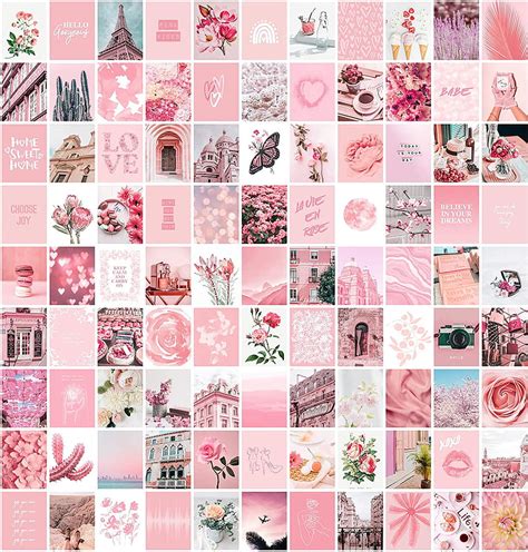 Artivo Pink Aesthetic Wall Collage Kit, 100 Set 4x6 inch, Room Decor ...