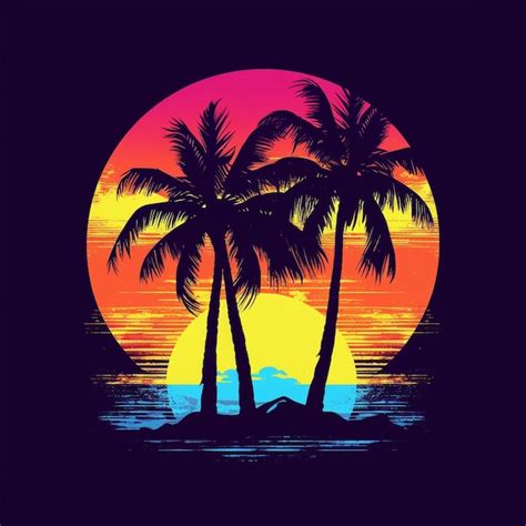 Premium AI Image | tropical sunset with palm trees