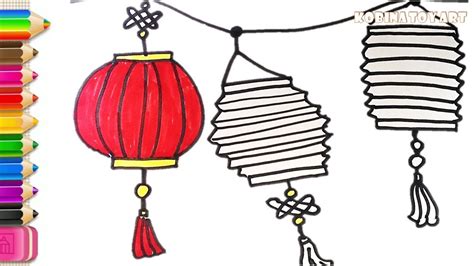 How To Draw Chinese Lanterns - Easy Draw Step by Step | Coloring Pages For Kids | CNY Part 1 ...