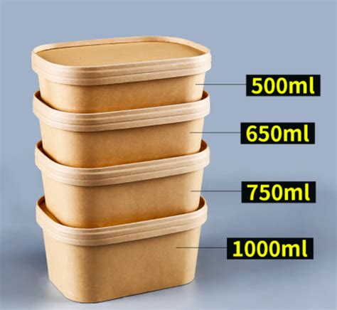 Kraft Paper Rectangular Takeout Food Containers with paper cover (300 sets) – DNET-ECO COMPANY ...