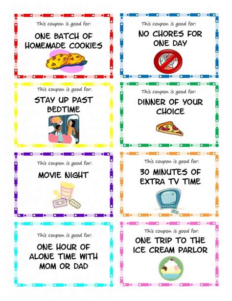 Printable Kid Coupons For Positive Reinforcement