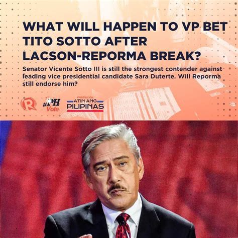 Senator Vicente Sotto III does not know if he will still be endorsed by Partido Reporma after it ...