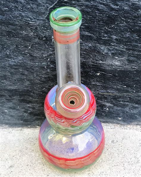 Best Mini 6" Fumed Glass, Multi Colors, Water Bong with Slide in Stem