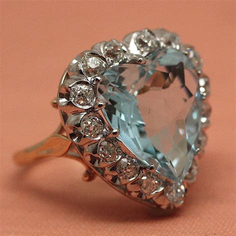 Circa 1950 Aquamarine & Diamond Cocktail Ring – Pippin Vintage Jewelry