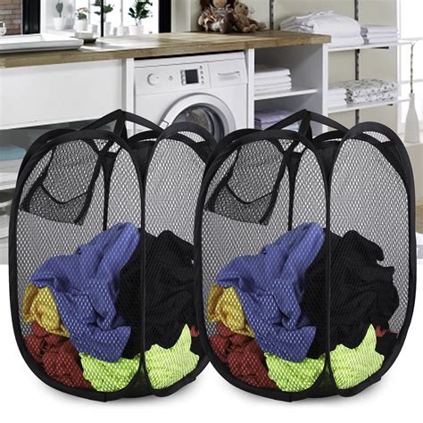 Mesh Large Laundry Basket, Collapsible Laundry Hamper, Foldable Clothes ...