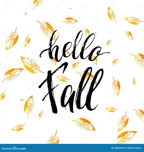 Hello Fall. Brush Hand Lettering, Inspiring Quotes.Motivation Mo Vector Illustration ...