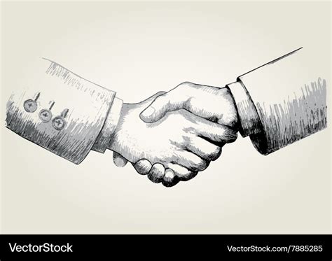 Sketch of shaking hands Royalty Free Vector Image