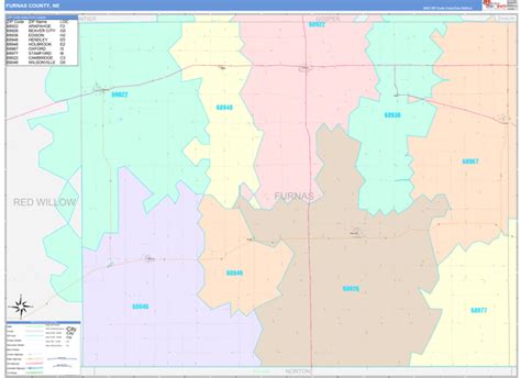 Furnas County, NE Wall Map Color Cast Style by MarketMAPS - MapSales