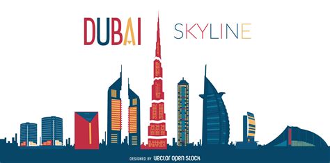 Dubai Skyline Silhouette Illustration - Free Vector