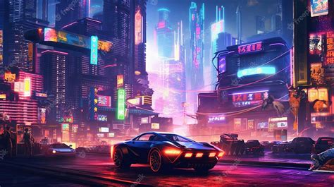 Premium AI Image | Cyberpunk city digital art illustration