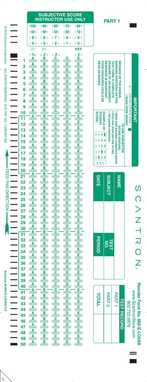 882-E-LOVAS 100Q A-E (500/PKG) - Scantron Corporation