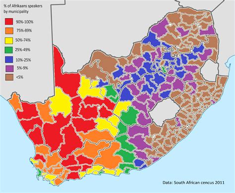 Percentage of Afrikaans Speakers South Africa by... - Maps on the Web