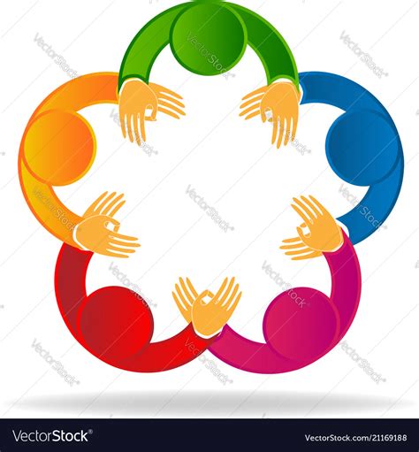 Logo social media teamwork holding hands Vector Image