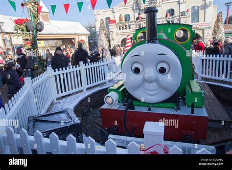 Percy the Engine at Thomas Land, Drayton Manor. Christmas decorations ...