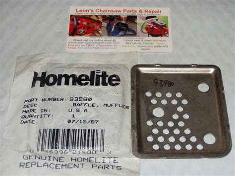 NOS Homelite Super XL, XL-12 Chainsaw Muffler Baffle 93980