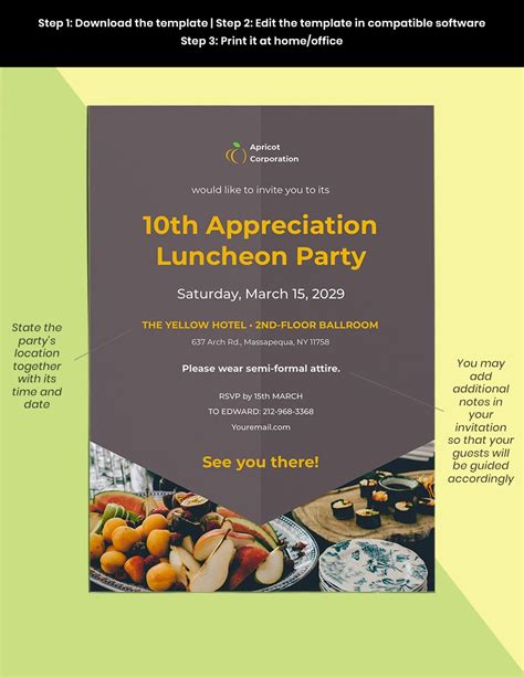 Employee Appreciation Luncheon Invitation Template in Google Docs, Word, Pages, InDesign ...