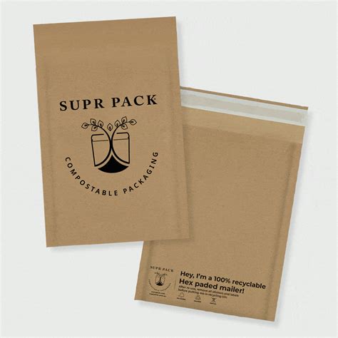 Fully Customised Compostable Hex Padded Mailers – Supr Pack - USA