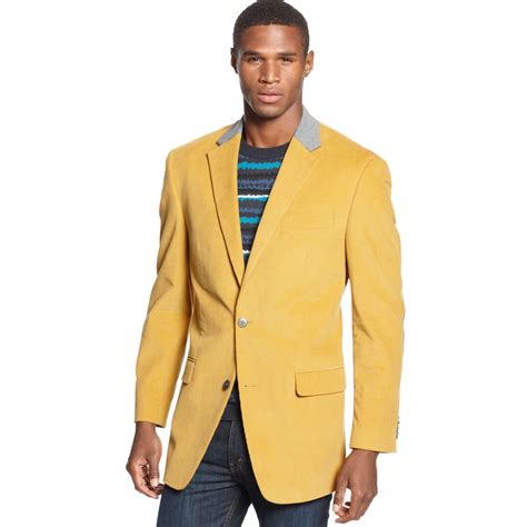 Lyst - Sean John Solid Corduroy with Elbow Patches Sportcoat in Yellow ...