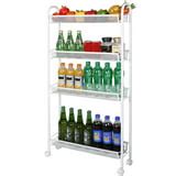 Zimtown 4-Tier Slim Rolling Cart, Kitchen Storage Organizer Mesh Wire Storage Carts with ...