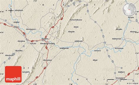 Shaded Relief Map of Obuasi